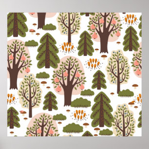 Abstrakter Herbstwald Nahtloses Muster Poster