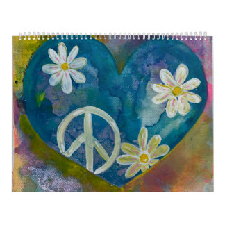 Abstrakter Herz-Wandkalender/Original-Kunstkalende Kalender