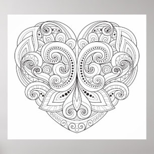 Abstrakter Herzdoodle 2 Poster