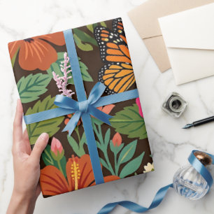 Abstrakter Hibiskus-Schmetterlingsgarten-Geschenkp Geschenkpapier