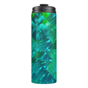 abstrakter Hintergrund. blau und grün Mosaikhinter Thermosbecher