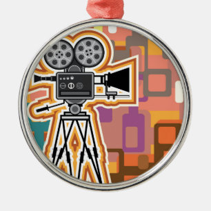 Abstrakter Hintergrund Filmprojektor Filmkamera Silbernes Ornament