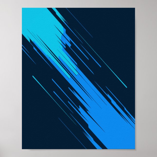 Abstrakter Hintergrund für dynamische blaue Streif Poster (Vorne)