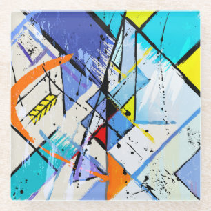 Abstrakter Hintergrund, geometrische Linien, Splas Glasuntersetzer