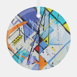 Abstrakter Hintergrund, geometrische Linien, Splas Ornament Aus Glas