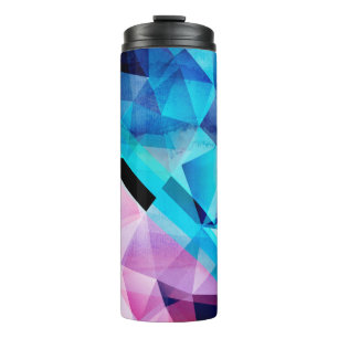 Abstrakter Hintergrund in Aquarellfarbe mit geomet Thermosbecher