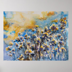 Abstrakter Hintergrund mit Blumenmotiven.Pict Poster