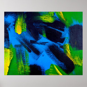 Abstrakter Hintergrund. Schwarz, gelb, blau, Acryl Poster