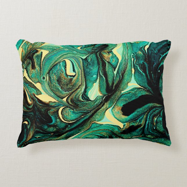 Abstrakter Hintergrund von Acrylfarben in Aquamari Dekokissen (Vorderseite)