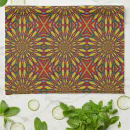Abstrakter Hippie Red & Yellow Floral Ethnic Triba Geschirrtuch