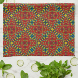 Abstrakter Hippie Red & Yellow Floral Ethnic Triba Geschirrtuch
