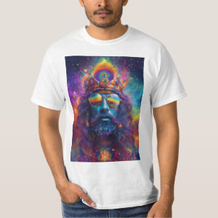 abstrakter, hippy-rauchender Tag mit Universum T-Shirt