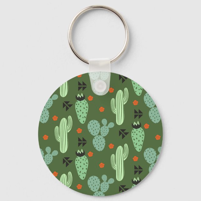 Abstrakter Hipster Cactus Desert Pattern Schlüsselanhänger (Vorderseite)