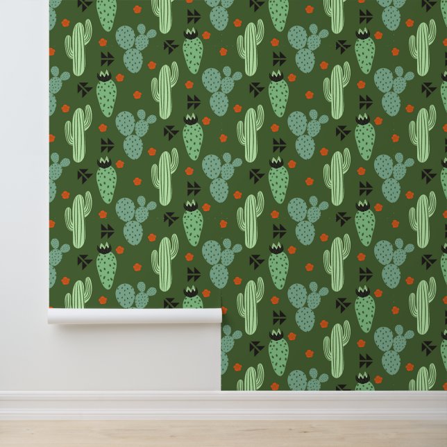 Abstrakter Hipster Cactus Desert Pattern Tapete (Anwendung)