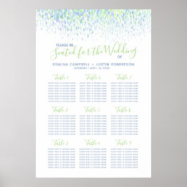 Abstrakter Hochzeitstisch für grünes Blau Poster