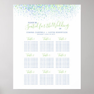 Abstrakter Hochzeitstisch für grünes Blau Poster