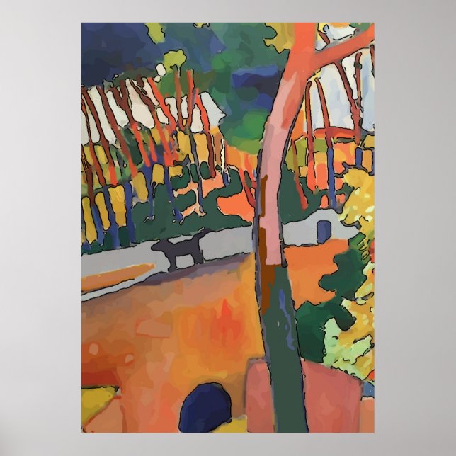 Abstrakter Hund auf Brücke Poster (Vorne)