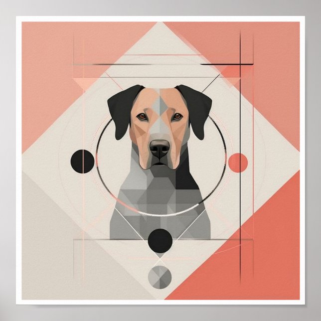 Abstrakter Hund Minimalistisches Poster (Vorne)