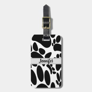 Abstrakter Hund Pawprint Weißer Individuelle Name Gepäckanhänger