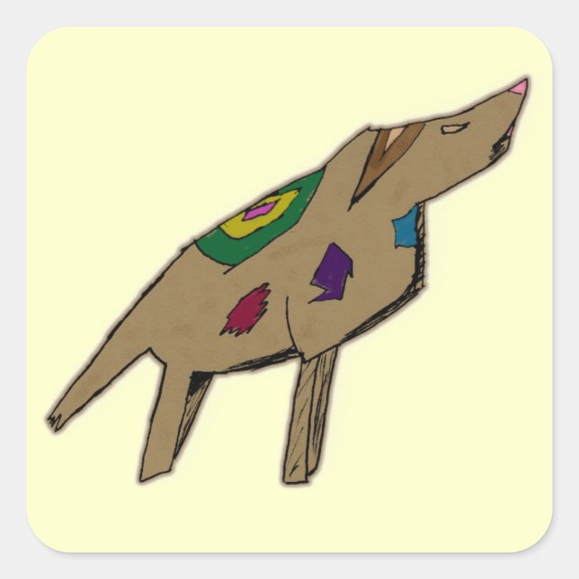 Abstrakter Hund Quadratischer Aufkleber (Vorderseite)