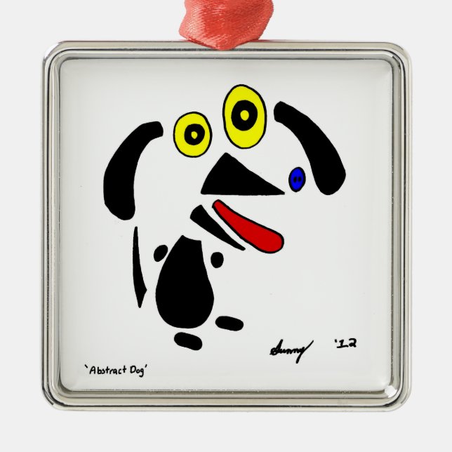 Abstrakter Hundeschmuck Silbernes Ornament (Vorne)