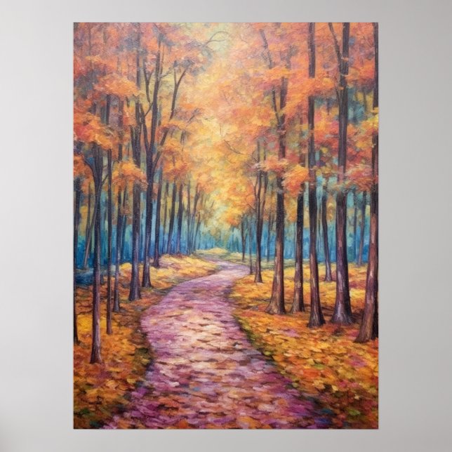 Abstrakter Impressionist Autumn Pathway Fine Art Poster (Vorne)