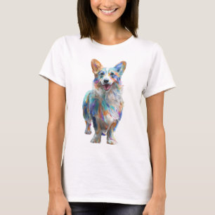 Abstrakter Impressionistischer Bunter Corgi Frauen T-Shirt