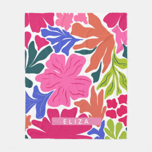 Abstrakter individuelle Name mit Blumen Fleecedecke