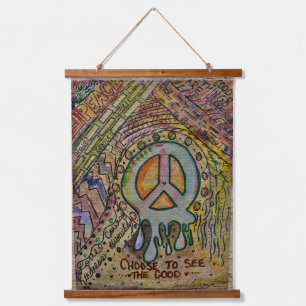 Abstrakter innerer Frieden Wandteppich Mit Holzrahmen
