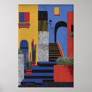 Abstrakter italienischer Stadt-Kunstprint Vibrante Poster