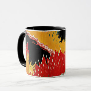 ABSTRAKTER JAPANESISCHER BLACK YELLOW TASSE