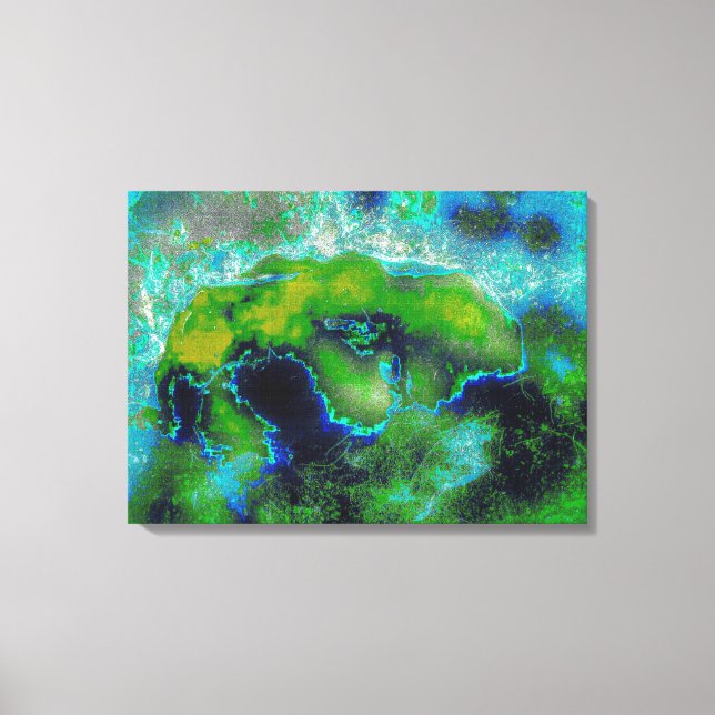 Abstrakter Kalkstein in den Grünen und in der Blue Leinwanddruck (Vorderseite)
