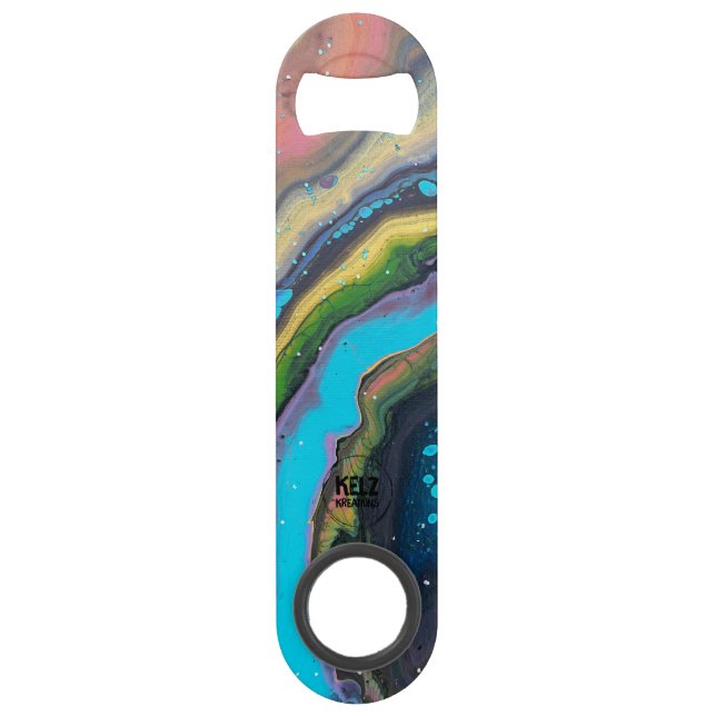 Abstrakter karibischer Limoner Lila Flaschenöffner (Rückseite)