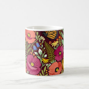 Abstrakter Klatschmohn-Monarchfalter-Kaffeebecher Kaffeetasse
