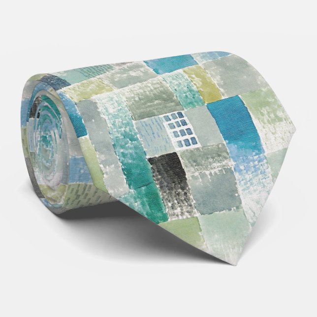 Abstrakter Klee-Stil – Wasserfarbene Geometrie Krawatte (Gerollt)