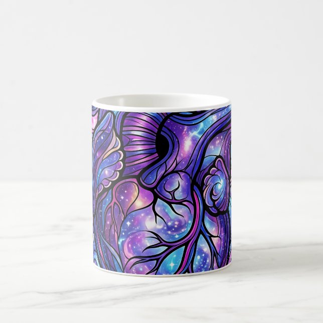 Abstrakter Kosmischer Lila-Herz-Anatomie-Kaffeebec Kaffeetasse (Mittel)