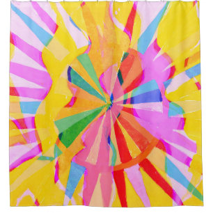 Abstrakter, kreativer zeichn, farbenfroher Hinterg Duschvorhang