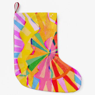 Abstrakter, kreativer zeichn, farbenfroher Hinterg Kleiner Weihnachtsstrumpf