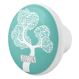 Abstrakter Kreisbaum und Name des aquamarinen Lich Keramikknauf