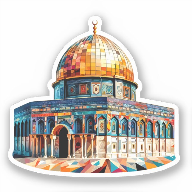 Abstrakter Kubismus Aqsa Palestina bunte Kunstwerk Aufkleber (Vorderseite)