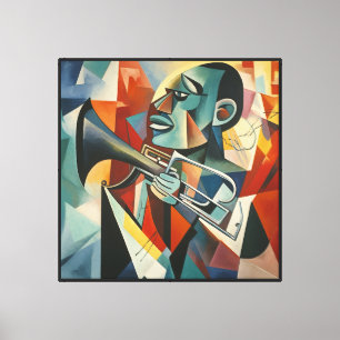 Abstrakter kubistischer Jazztrompeter Leinwanddruck