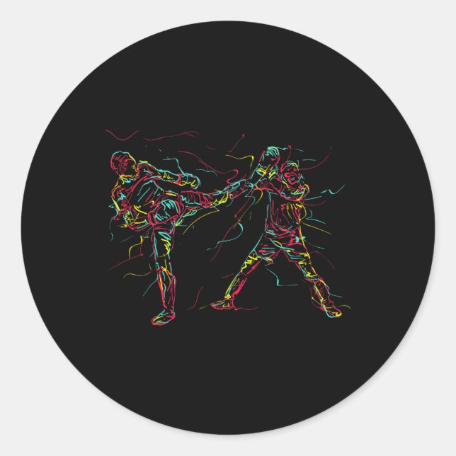Abstrakter Kunst-Karateka  Runder Aufkleber (Vorderseite)