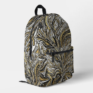 Abstrakter Kunst-Korallenriff-Gold-Rucksack Bedruckter Rucksack