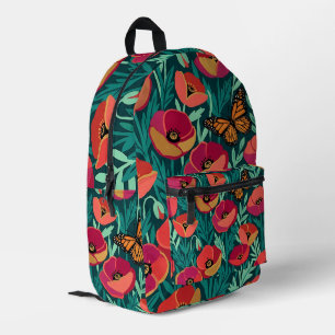 Abstrakter Kunst-Mohn-Monarchfalter-Rucksack Bedruckter Rucksack