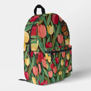 Abstrakter Kunst-Tulpen-Monarchfalter-Rucksack Bedruckter Rucksack