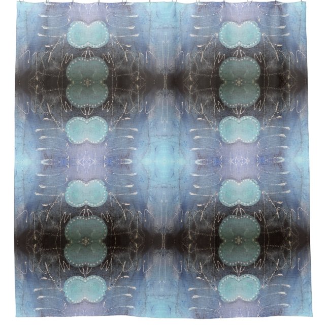 Abstrakter Kunstduschvorhang in blau-weiß Duschvorhang (Vorderseite)