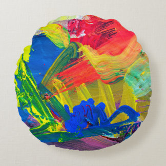 Abstrakter Kunsthintergrund. Handgemalter Hintergr Rundes Kissen