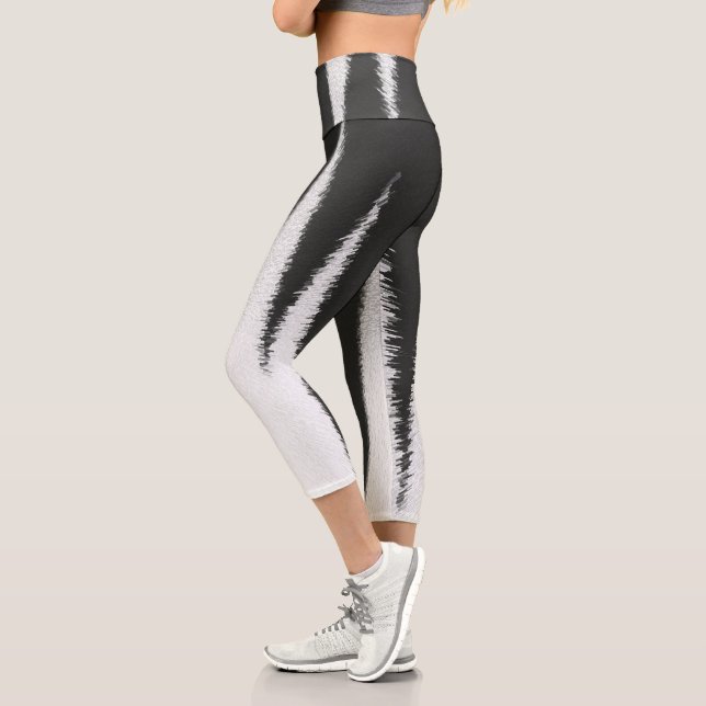 Abstrakter KunstMinimalismus Grau weiße Linien Capri Leggings (Links)