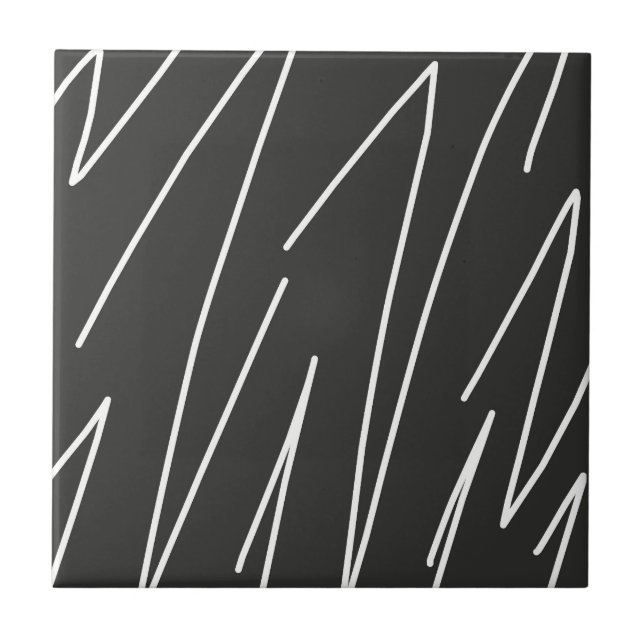 Abstrakter KunstMinimalismus Grau weiße Linien Fliese (Vorderseite)