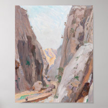 Abstrakter Kunstprint Canyon in den Bergen Neutral